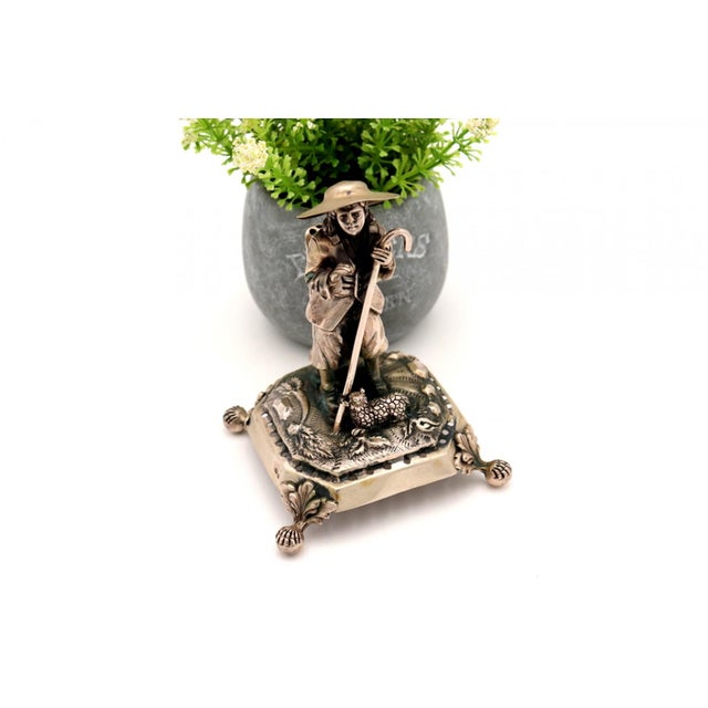 Silver Toothpick Holder with Shepherd Figure, in Good conditions. Designed 1980 to 1989