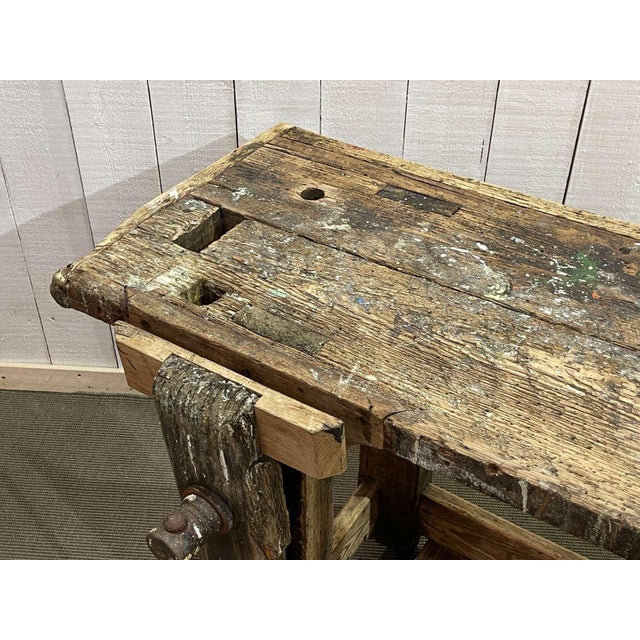 Brown Carpenters Workbench in Oak and Fir, 1930s For Sale - Image 8 of 15