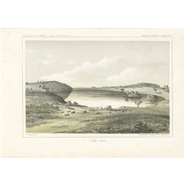Sarony, Major & Knapp, Pike Lake in Minnesota, Railroad Exploration Survey, 1856, Tinted Lithograph For Sale