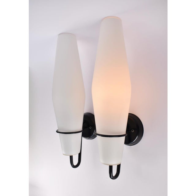White Modernist Glass Wall Sconces C-1556 by Raak, 1950s For Sale - Image 8 of 15