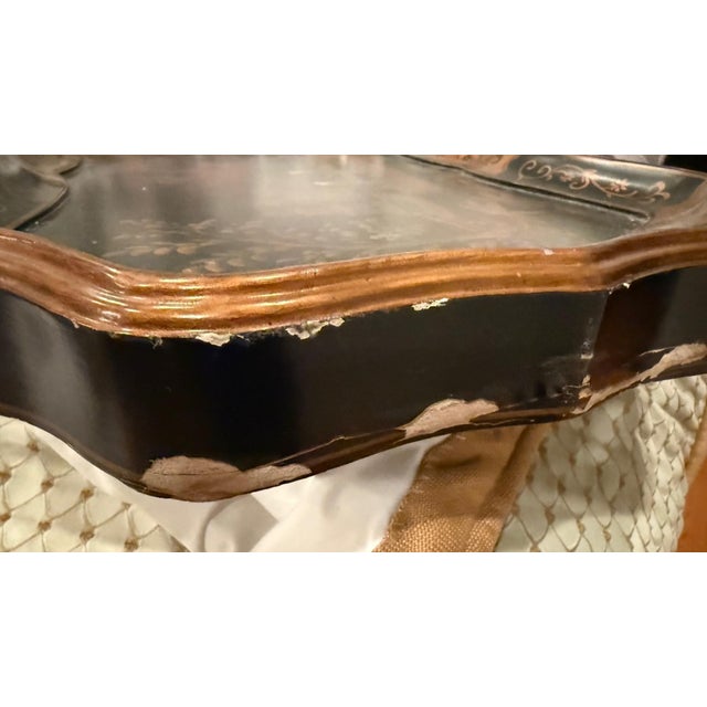 1990s Chinoiserie Style Faux Bamboo Tray Table With Painted Top For Sale In Boston - Image 6 of 10
