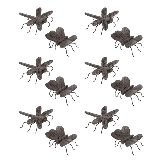 Brown Dragonfly and Butterfly Insect Pot Sitter (Set of 12) For Sale - Image 8 of 8
