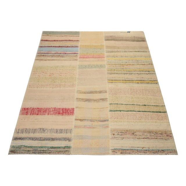 Contemporary Rug & Kilim’s Patchwork Kilim in Polychromatic Stripes For Sale - Image 3 of 7
