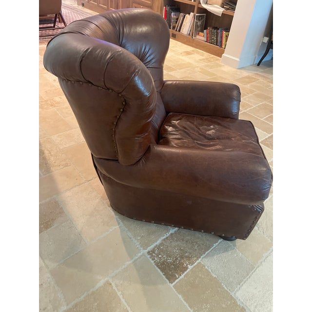 Restoration Hardware Churchill Tufted Leather Recliner Chairish