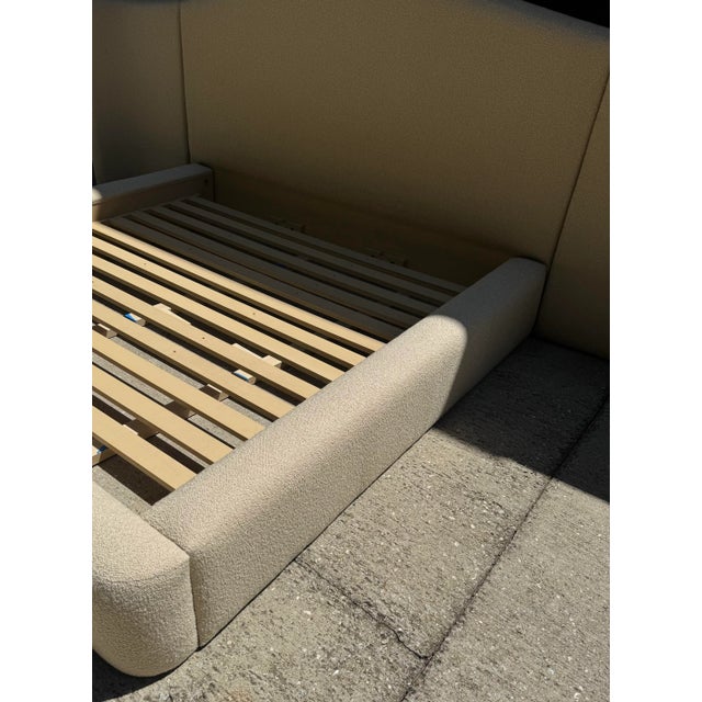 Textile Caracole Luna Winged Upholstered Platform King Bed For Sale - Image 7 of 12