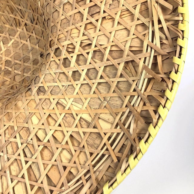 Vintage Bamboo Rattan Woven Farmer Hat Wall Decoration For Sale In Portland, ME - Image 6 of 7