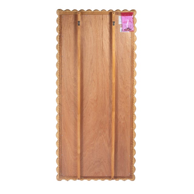 Flora 32 in. W x 69.5 in. H Rectangular Scalloped Rattan Floor Mirror, Natural Rattan For Sale In Chicago - Image 6 of 7