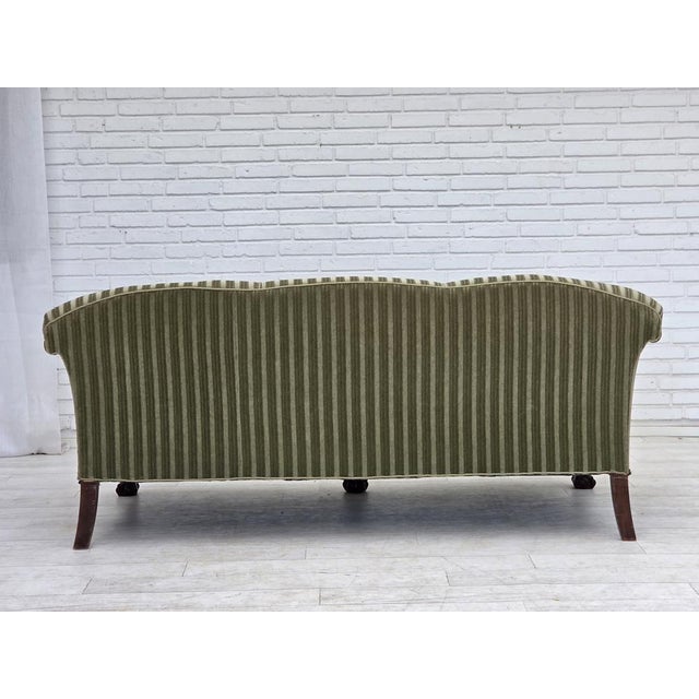 Danish 3-Seater Sofa in Green Furniture Velour and Teak Wood, 1950s For Sale - Image 11 of 17