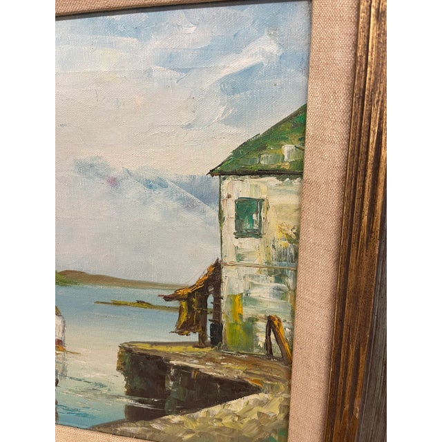 1970s Vintage Mid Century Coastal Harbor Painting Signed “Jay," Framed by Wolsey, California For Sale - Image 5 of 10