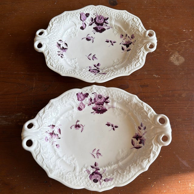 Pair of Antique Job Ridgway Cauldon Place Double-Handled Trays, Pattern B1154, Circa 1808-1814 For Sale - Image 11 of 12