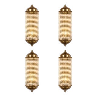 Vintage Art Deco Style Crystal Sconces, 1970, Set of 4 For Sale