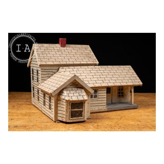 Folk Art Handcrafted Wooden Farmhouse Architectural Model For Sale