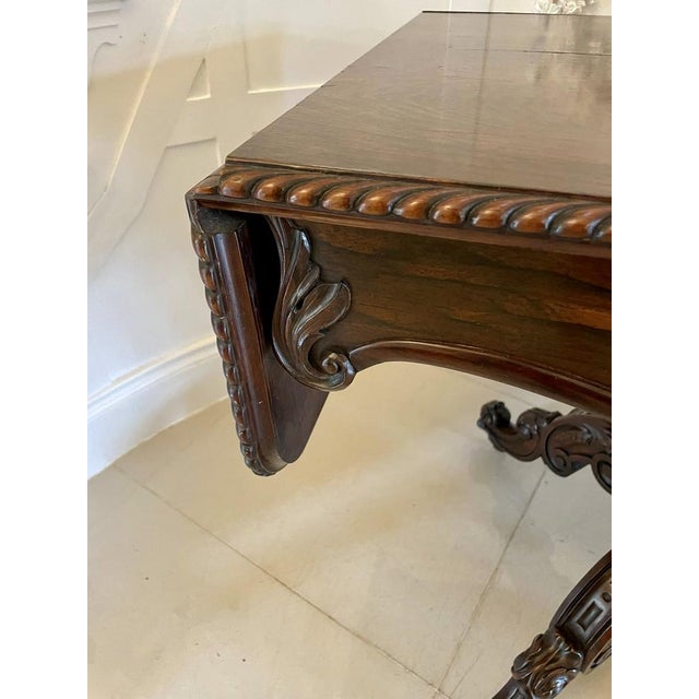 Brown Victorian Carved Rosewood Sofa Table, 1860s For Sale - Image 8 of 16