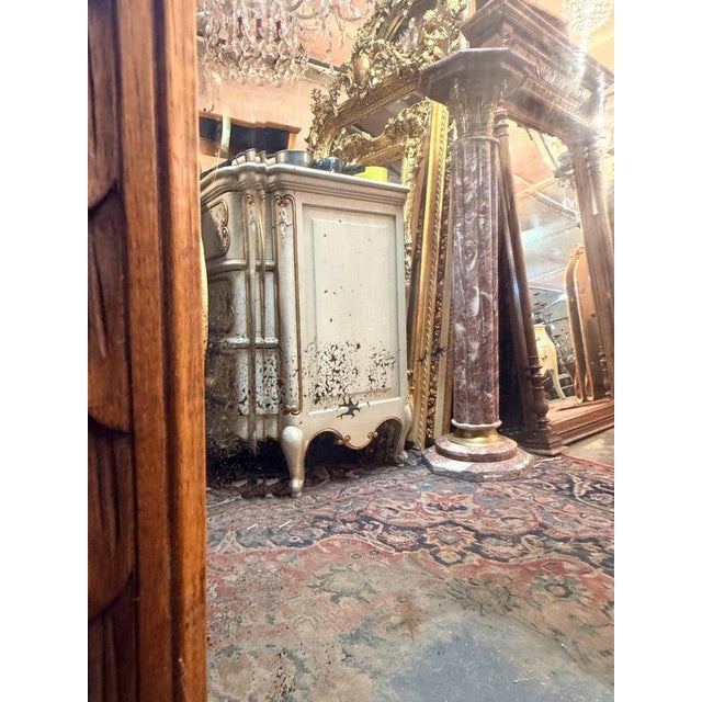 19th Century Belgian Gothic Carved Oak Beveled Mirror For Sale - Image 4 of 5