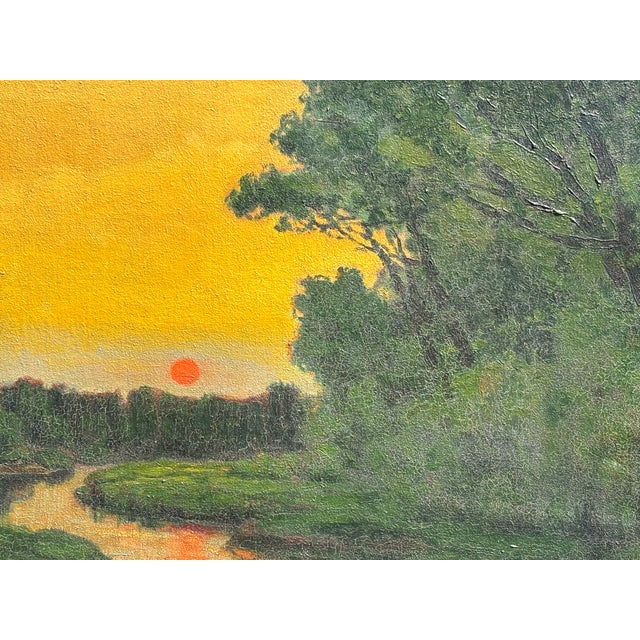Early 20th C. American Luminist Original Oil on Canvas - Artist Signed, Original Frame For Sale - Image 4 of 11