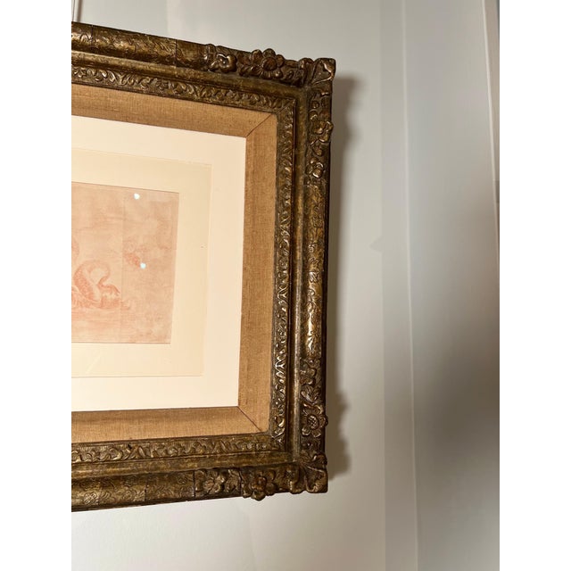 Red Serpent & Galleon, Red Chalk on Paper in GiltWood Frame For Sale - Image 8 of 9
