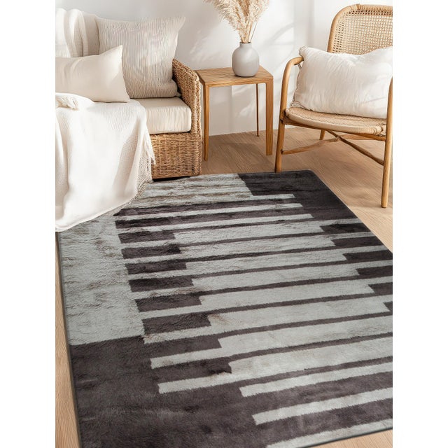 Traditional 5x8 Nadia Mira Brown Abstract Modern Hand Knotted Wool Carpet Rug For Sale - Image 3 of 6