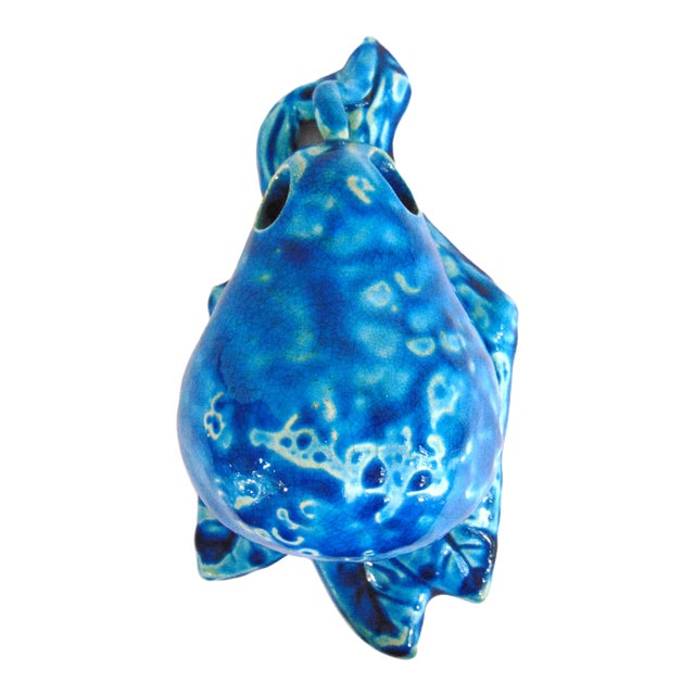French Majolica Glazed Pear Wall Pocket Vase 8"h X 3.75"w X 3.5"d For Sale