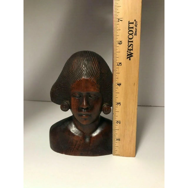 Brown Vintage 1970s Hand Carved Wooden Woman Figurine Bust Balinese From Bali, Indonesia For Sale - Image 8 of 9