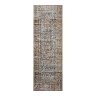 Chris Loves Julia x Loloi Jules Lagoon / Brick 2'-6" x 12'-0" Runner Rug For Sale