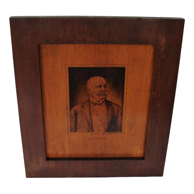 Portrait of Graf Zeppelin, 1940s, Oak Wood, Framed For Sale