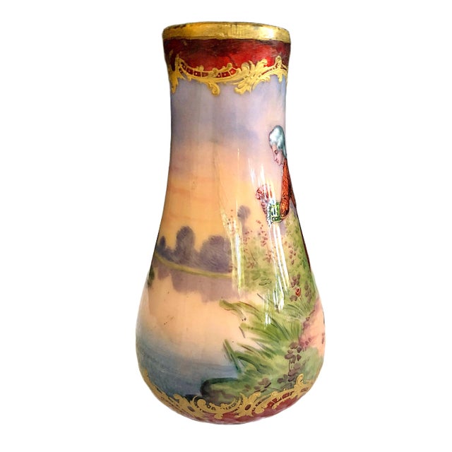 On offer is an antique French porcelain opaline glass vase, manufactured around the late 19th to early 20th century in the...