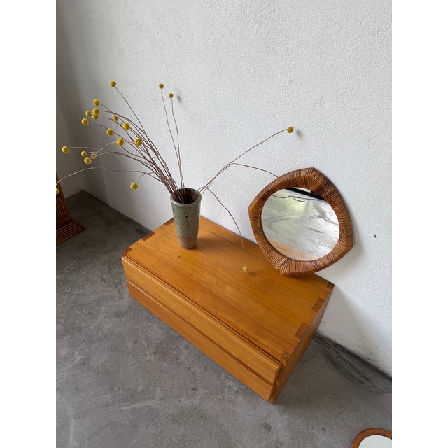 Vintage French Riviera Wicker-Framed Mirror, 1960s For Sale - Image 11 of 18