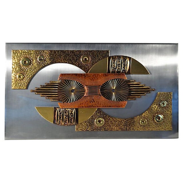 Wood 1960s Brutalist Metal Wall Sculpture For Sale - Image 7 of 7