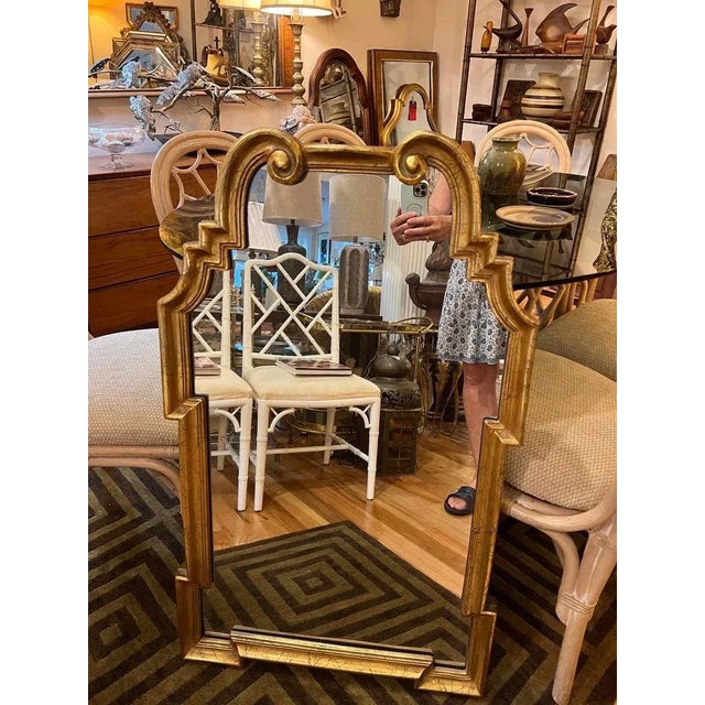 LaBarge Style Mirror in Gold Leaf. Nice heavy vintage piece. Perfect for a hallway or above a vanity. A heavy composition...