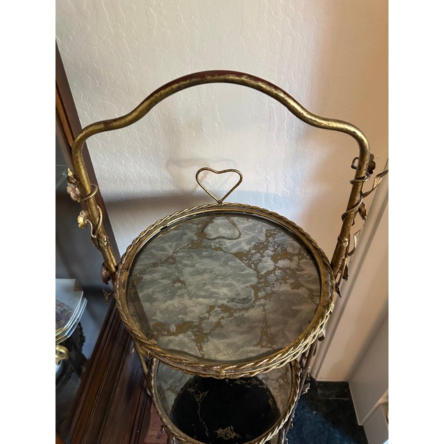 1950s Italian Gold Gilt Étagère Three-Tiers Foldable Serving Tray Table For Sale - Image 14 of 14