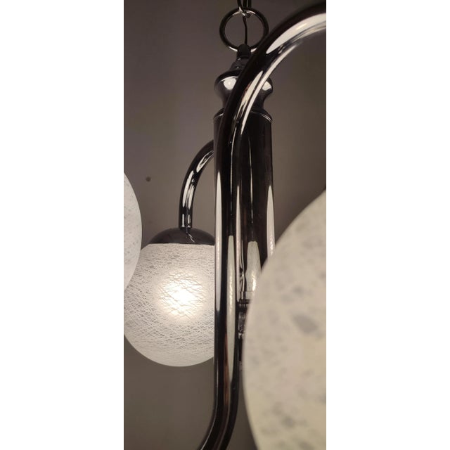 Metal and Glass Ceiling Lamp, Italy, 1970s For Sale - Image 4 of 13