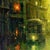 This artwork depicts a bustling Milan street scene, bathed in a warm, golden light that reflects off wet pavement,...