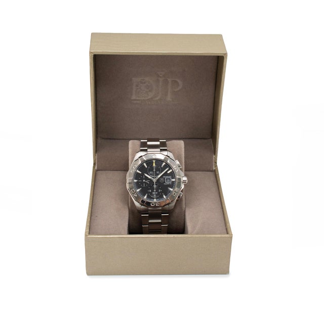 Silver Tag Heuer Aquaracer 300m 43mm Cay2110-0 Black Dial Stainless Steel Watch For Sale - Image 8 of 9