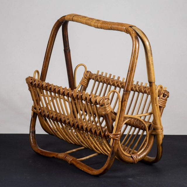 Vintage Bamboo Magazine Rack For Sale - Image 4 of 8