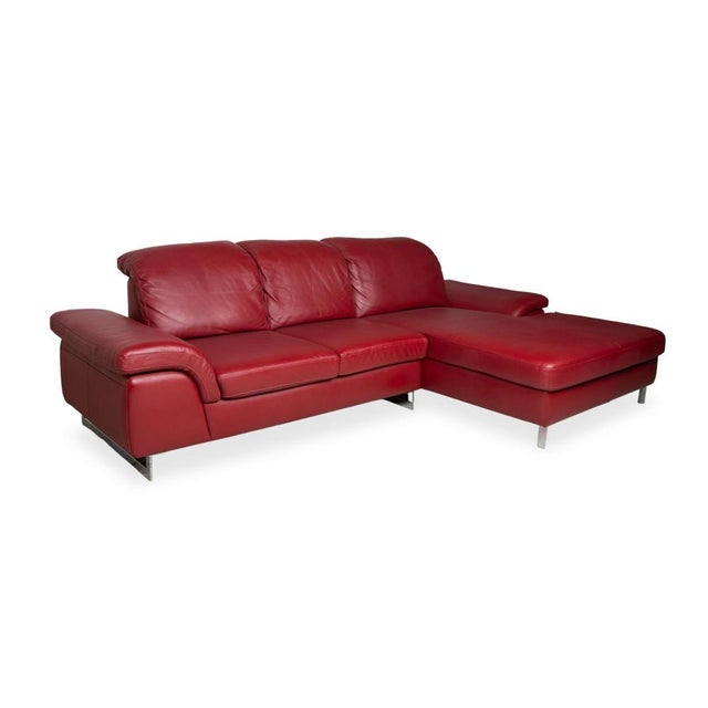 Modern Red Leather Corner Sofa from Willi Schillig For Sale - Image 3 of 18