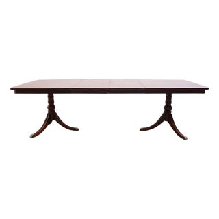 Bernhardt Furniture Solid Mahogany Traditional Duncan Phyfe Style 100" Double Pedestal Dining Table 238-246 For Sale