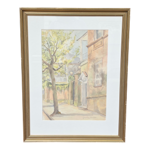 1990s Large Original Watercolor Painting of a Charleston Street Scene by Zenobia Stockton