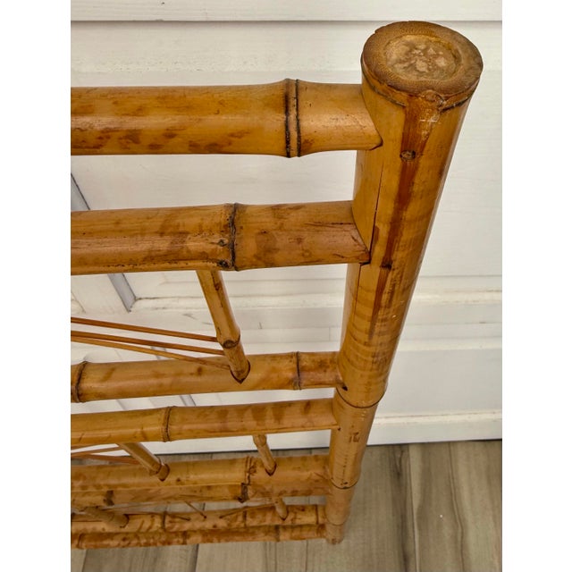 Ficks Reed Palm Beach Regency Bamboo 72" Wide Headboard With Geometric Fretwork For Sale - Image 4 of 9