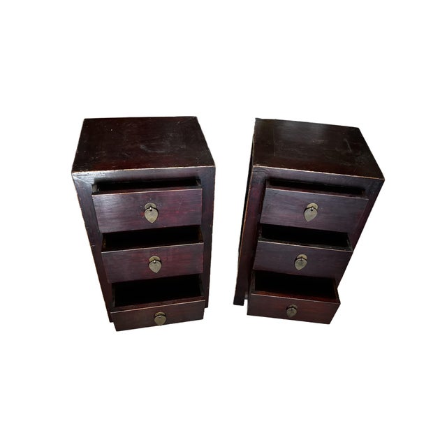 Sienna 1920s Pair of Small Chinese Nightstands For Sale - Image 8 of 10