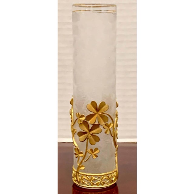 Glass Early 20th Century Belle Epoque Baccarat Attributed Four-Leaf Clover Ormolu Mounted Vase For Sale - Image 7 of 8