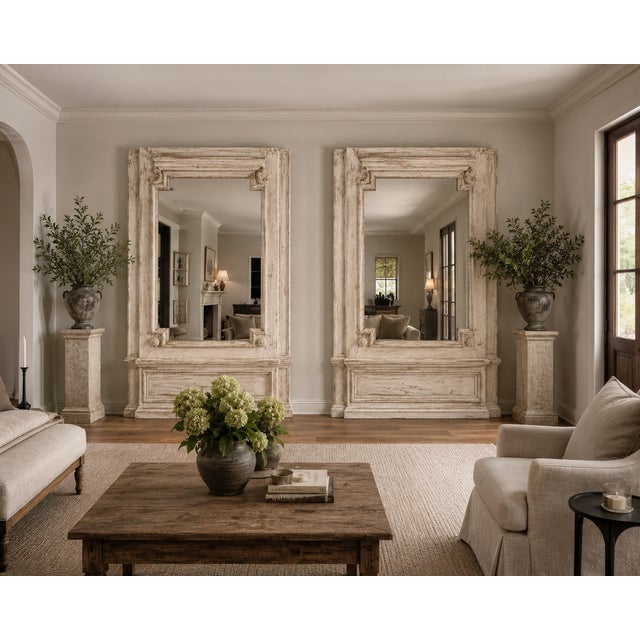 Mid 20th Century Monumental Painted Trumeau Mirror For Sale - Image 5 of 6
