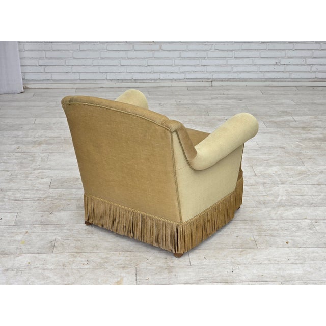 Danish Armchair with Velour Upholstery and Oak Legs, 1970s For Sale - Image 9 of 18