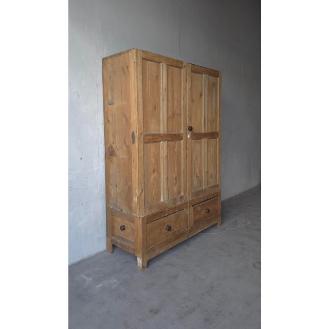 Wood Large Scale 19th Century Antique English Pine Cabinet For Sale - Image 7 of 14
