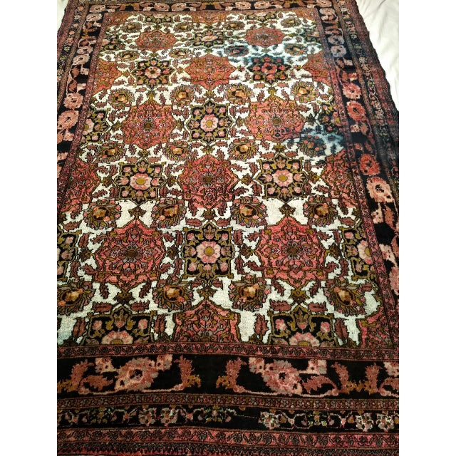Islamic Vintage Afghan Silk Room Size Rug in Allover Pattern in Ivory, Burgundy, Brown For Sale - Image 3 of 15