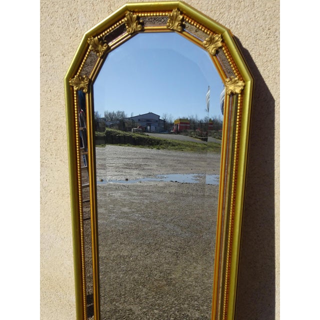 Golden Mirror with Beaded Frame and Fleur-De-Lys, 1980s For Sale - Image 10 of 14