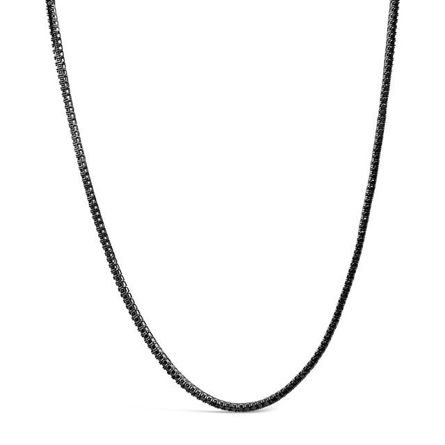 Exude sophistication and command attention with this exquisite Men's Sterling Silver Black Onyx Tennis Necklace....