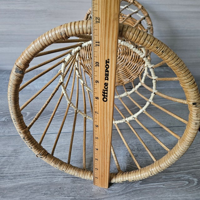 1990s Handcrafted Boho Rattan Wicker Floor Plant Stand For Sale - Image 10 of 10