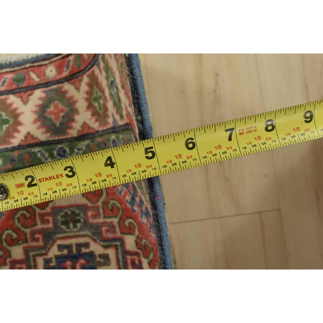 Kazak Runner 2’8” X 9’7” Blue Wool Tribal Hand-Knotted Oriental Rug For Sale - Image 11 of 13