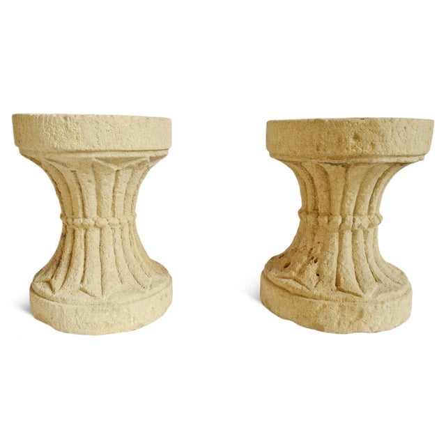 Indian Vintage Chiseled Sandstone Small Pedestal For Sale - Image 3 of 4