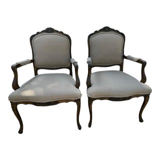 Late 18th Century Antique Louis XV Rococo Style Arm Chairs- a Pair For Sale